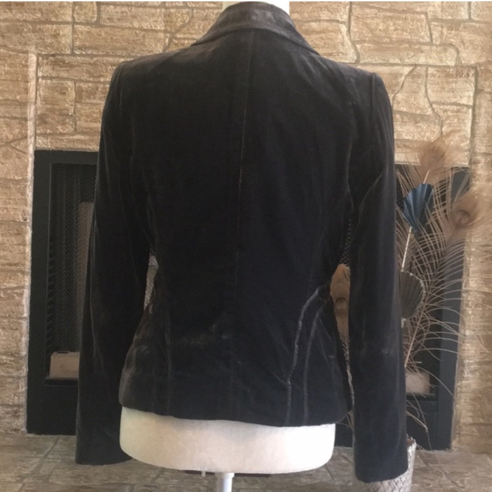Blue Gray AXCESS Jacket LIZ CLAIBORNE Blazer Steel Blue Grey Rayon Velvet Size 6 - Picture 3 of 9